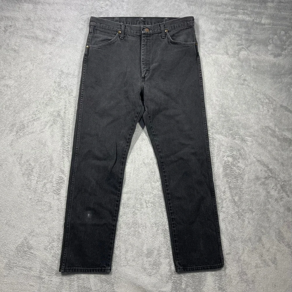 Wrangler Jeans Mens 34(33)x32(30.5) Black 13MWZ Cowboy Cut Straight Leg USA READ